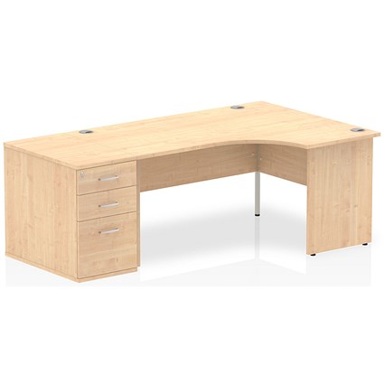 Impulse 1600mm Corner Desk with 800mm Desk High Pedestal, Right Hand, Panel End Leg, Maple Impulse 1600mm Corner Desk with 800mm Desk High Pedestal, Right Hand, Panel End Leg, Maple
