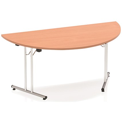 Impulse Semicircle Folding Table, 1600mm Wide, Beech