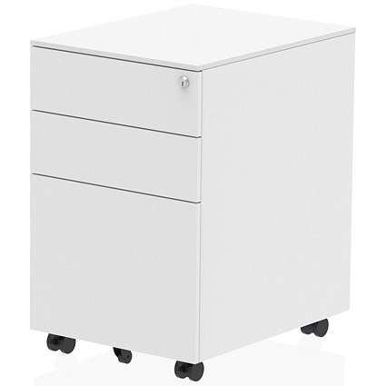 Impulse 3 Drawer Steel Mobile Pedestal, White Impulse 3 Drawer Steel Mobile Pedestal, White