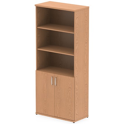 Impulse Extra Tall Half Cupboard and Half Bookcase, 4 Shelves, 2000mm High, Oak Impulse Extra Tall Half Cupboard and Half Bookcase, 4 Shelves, 2000mm High, Oak