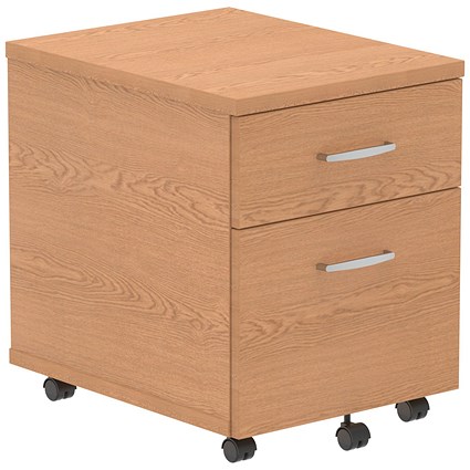 Impulse 2 Drawer Mobile Pedestal, Oak