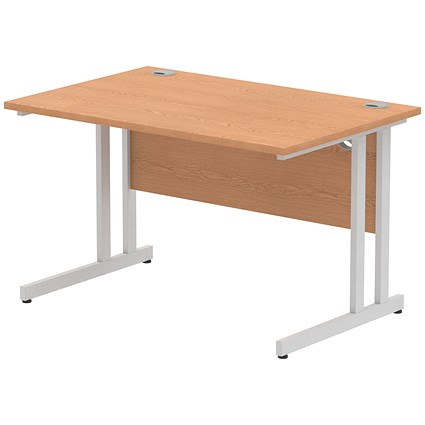 Impulse 1200mm Rectangular Desk, Silver Cantilever Leg, Oak