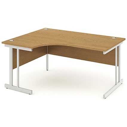 Impulse Corner Desk, Left Hand, 1600mm Wide, Silver Legs, Oak, Installed