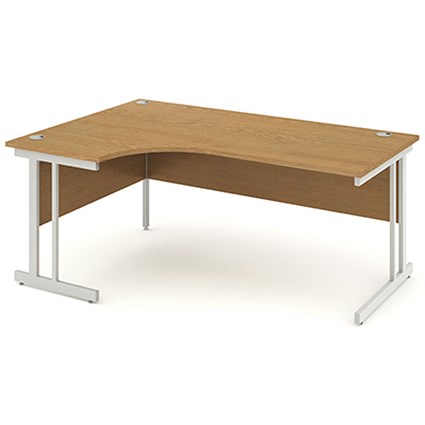Impulse Corner Desk, Left Hand, 1800mm Wide, Silver Legs, Oak, Installed