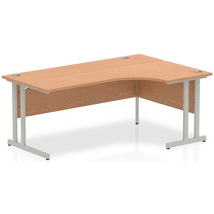 Impulse 1800mm Corner Desk, Right Hand, Silver Cantilever Leg, Oak