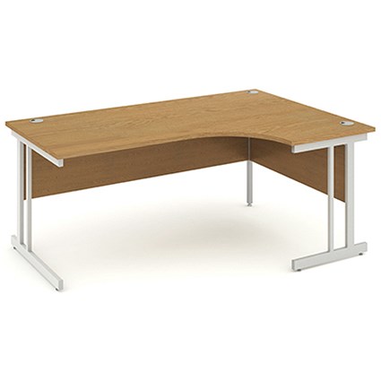 Impulse Corner Desk, Right Hand, 1800mm Wide, Silver Legs, Oak, Installed