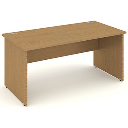 Impulse Panel End Desk, 1400mm Wide, Oak, Installed