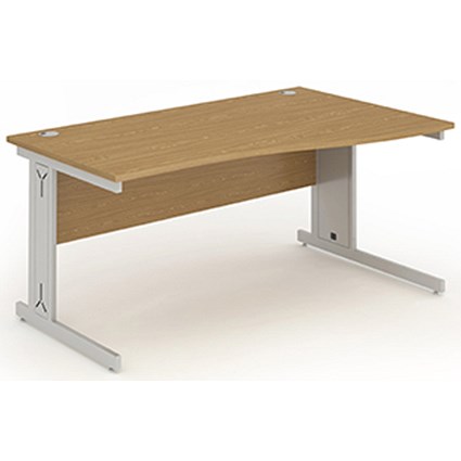 Impulse Plus Wave Desk, Right Hand, 1400mm Wide, Silver Cable Managed Legs, Oak, Installed