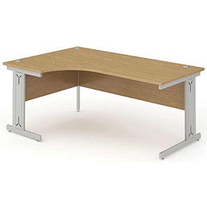 Impulse Plus Corner Desk, Left Hand, 1600mm Wide, Silver Cable Managed Legs, Oak, Installed