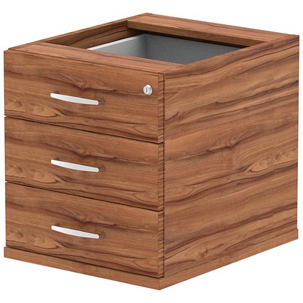 Impulse Fixed 3 Drawer Pedestal, Walnut