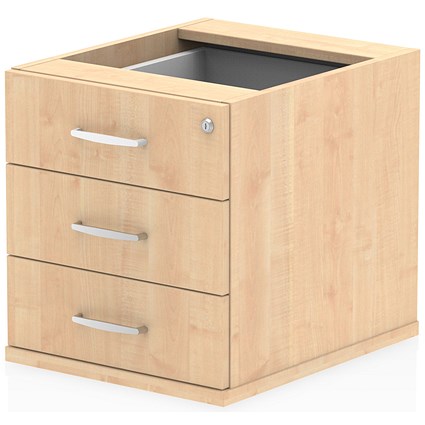 Impulse Fixed 3 Drawer Pedestal, Maple