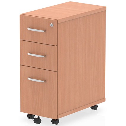 Impulse Slim 3 Drawer Mobile Pedestal, Beech