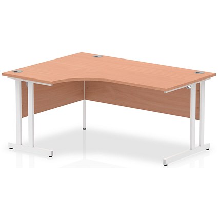 Impulse 1600mm Corner Desk, Left Hand, White Cantilever Leg, Beech