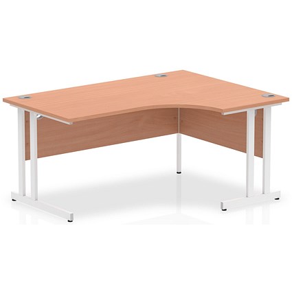 Impulse 1600mm Corner Desk, Right Hand, White Cantilever Leg, Beech