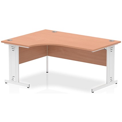 Impulse 1600mm Corner Desk, Left Hand, White Cable Managed Leg, Beech
