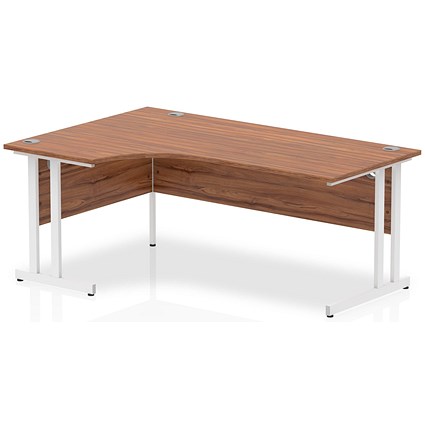 Impulse 1800mm Corner Desk, Left Hand, White Cantilever Leg, Walnut