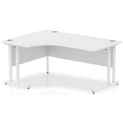 Impulse 1600mm Corner Desk, Left Hand, White Legs, White