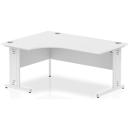 Impulse 1600mm Corner Desk, Left Hand, White Cable Managed Leg, White