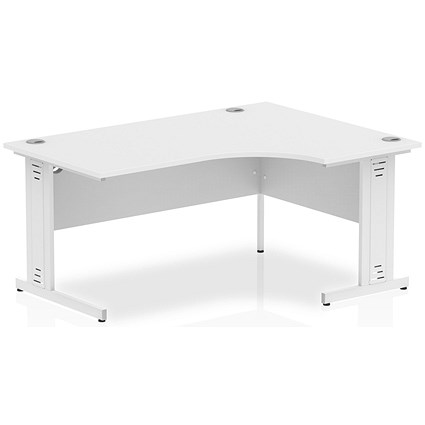 Impulse 1600mm Corner Desk, Right Hand, White Cable Managed Leg, White