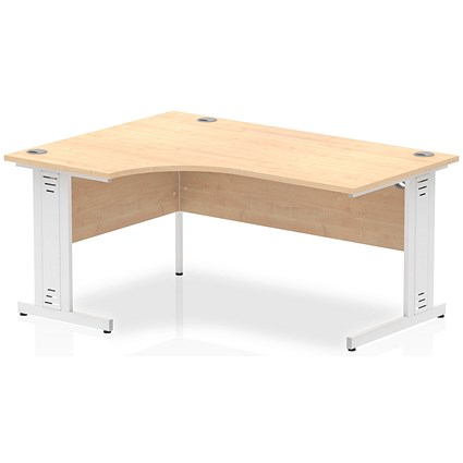 Impulse 1600mm Corner Desk, Left Hand, White Cable Managed Leg, Maple