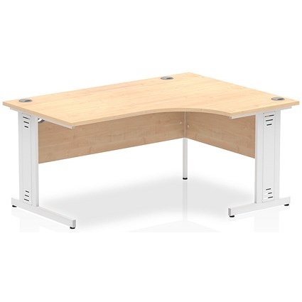 Impulse 1600mm Corner Desk, Right Hand, White Cable Managed Leg, Maple
