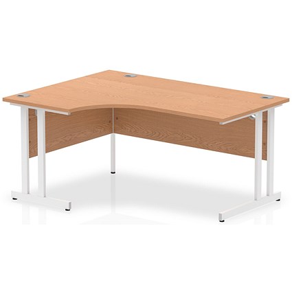 Impulse 1600mm Corner Desk, Left Hand, White Cantilever Leg, Oak