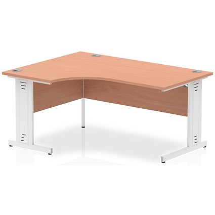 Impulse 1600mm Corner Desk, Right Hand, White Cable Managed Leg, Oak
