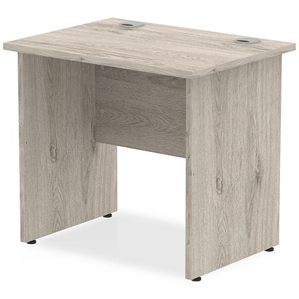Impulse 800mm Slim Rectangular Desk, Panel End Leg, Grey Oak