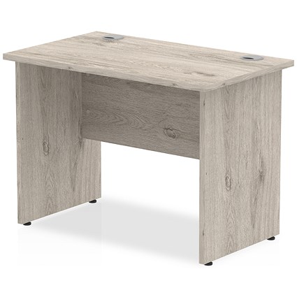 Impulse 1000mm Slim Rectangular Desk, Panel End Leg, Grey Oak Impulse 1000mm Slim Rectangular Desk, Panel End Leg, Grey Oak