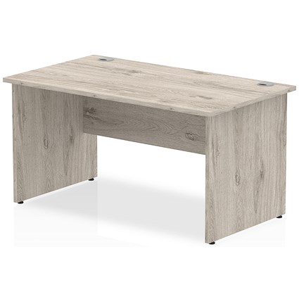 Impulse 1400mm Rectangular Desk, Panel End Leg, Grey Oak