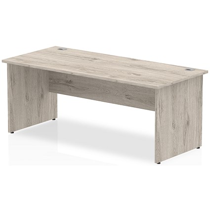 Impulse 1800mm Rectangular Desk, Panel End Leg, Grey Oak