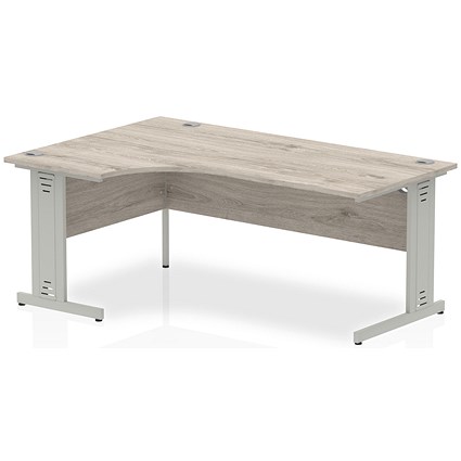 Impulse 1800mm Corner Desk, Left Hand, Silver Cable Managed Leg, Grey Oak