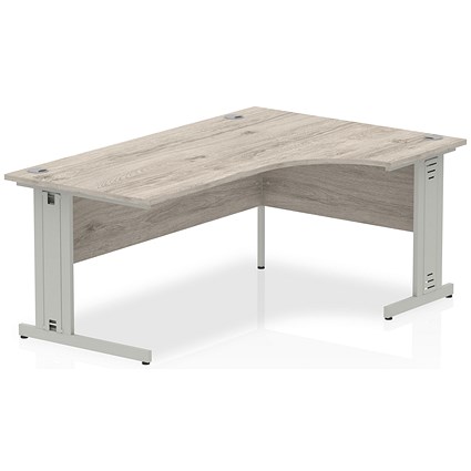 Impulse 1800mm Corner Desk, Right Hand, Silver Cable Managed Leg, Grey Oak Impulse 1800mm Corner Desk, Right Hand, Silver Cable Managed Leg, Grey Oak