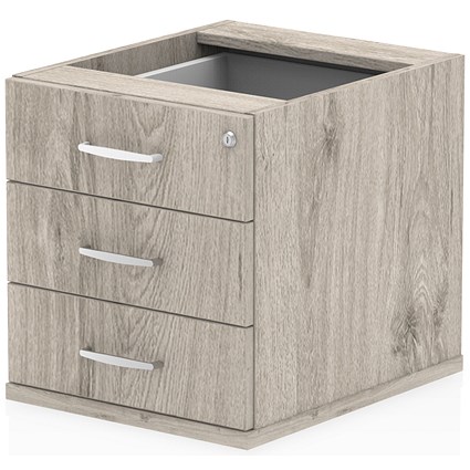 Impulse Fixed 3 Drawer Pedestal - Grey Oak Impulse Fixed 3 Drawer Pedestal - Grey Oak