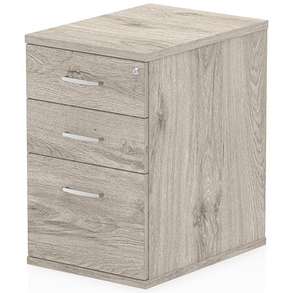 Impulse Desk High 3 Drawer Pedestal, 600mm Deep, Grey Oak