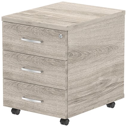 Impulse Mobile 3 Drawer Pedestal - Grey Oak Impulse Mobile 3 Drawer Pedestal - Grey Oak