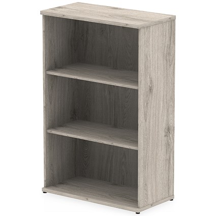 Impulse Medium Bookcase, 2 Shelves, 1200mm High, Grey Oak