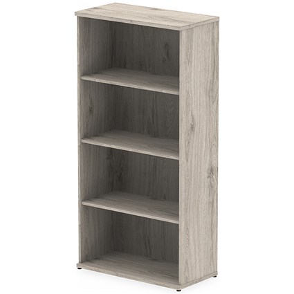 Impulse Tall Bookcase, 3 Shelves, 1600mm High, Grey Oak