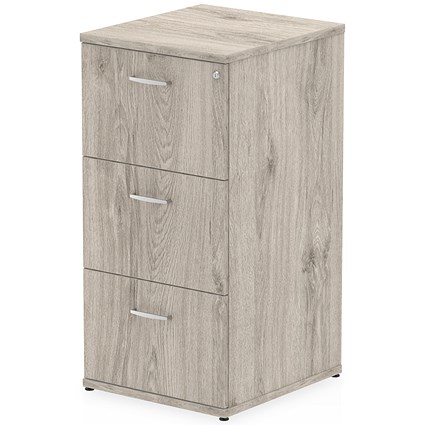 Impulse Foolscap Filing Cabinet, 3 Drawer, Grey Oak