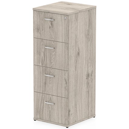 Impulse Foolscap Filing Cabinet, 4 Drawer, Grey Oak