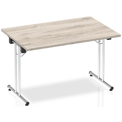 Impulse Rectangular Folding Table, 1200mm, Grey Oak