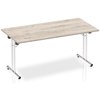 Impulse Rectangular Folding Meeting Table, 1600mm, Grey Oak