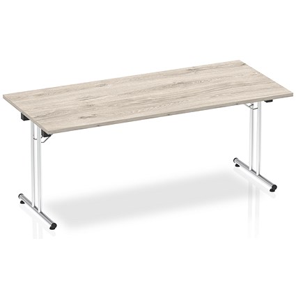 Impulse Rectangular Folding Table, 1800mm, Grey Oak