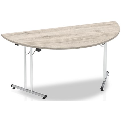 Impulse Semi-circular Folding Table, 1600mm, Grey Oak Impulse Semi-circular Folding Table, 1600mm, Grey Oak