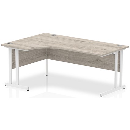 Impulse 1800mm Corner Desk, Left Hand, White Cantilever Leg, Grey Oak Impulse 1800mm Corner Desk, Left Hand, White Cantilever Leg, Grey Oak