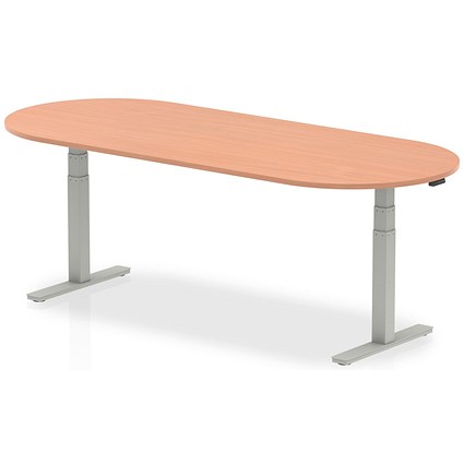 Impulse Sit-Standing Boardroom Table, 2400mm, Silver Leg, Beech