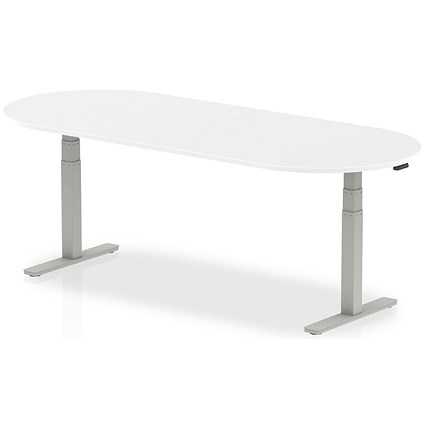 Impulse Sit-Standing Boardroom Table, 2400mm, Silver Leg, White