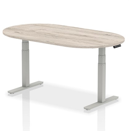 Impulse Sit-Standing Boardroom Table, 1800mm, Silver Leg, Grey Oak Impulse Sit-Standing Boardroom Table, 1800mm, Silver Leg, Grey Oak