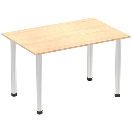 Impulse Rectangular Table, 1400mm, Maple, Brushed Aluminium Post Leg