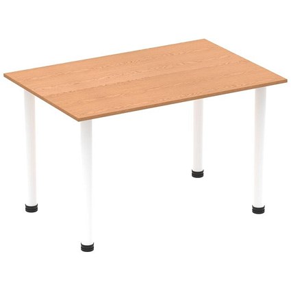 Impulse Rectangular Table, 1200mm, Oak, White Post Leg Impulse Rectangular Table, 1200mm, Oak, White Post Leg